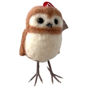 Christmas Owl Wool Ornament Home Holidays Forest Animal Cabin Rustic